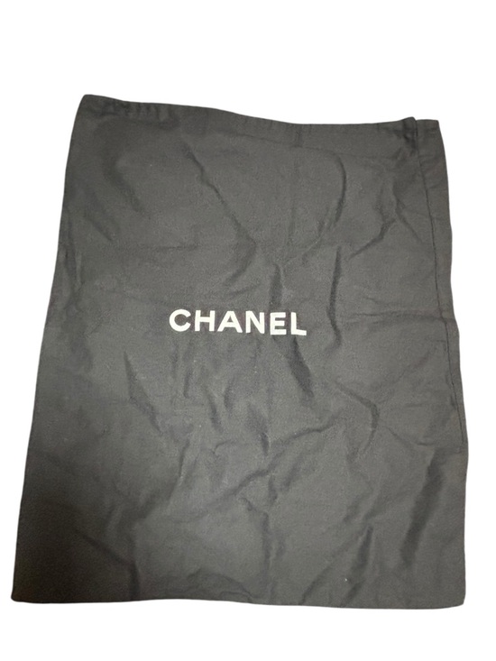 Chanel Black Drawstring Dust Bag White Logo Large Storage Cover Authentic - Picture 1 of 1